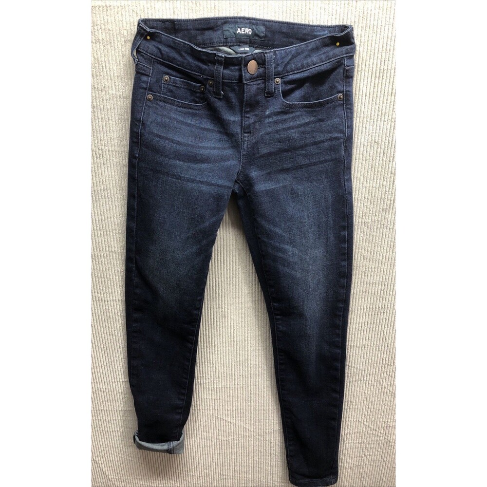 Aero Denim Skinny Jeans Size 0Reg Low Rise Dark Blue Wash